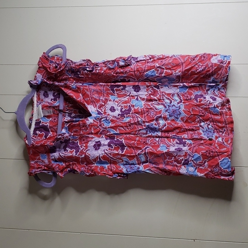 WOMEN'S Flutter Short Sleeve Red Floral Top Blouse  Knox Rose - Picture 4 of 8